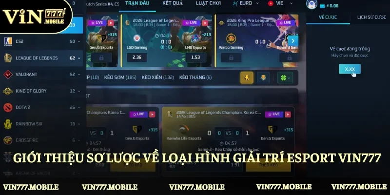 Giới thiệu sơ lược về loại hình giải trí Esport Vin777