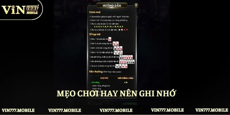 Mẹo chơi hay nên ghi nhớ