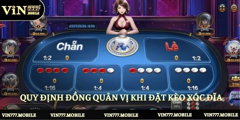 Quy định về các đồng quân vị khi đặt kèo xóc đĩa